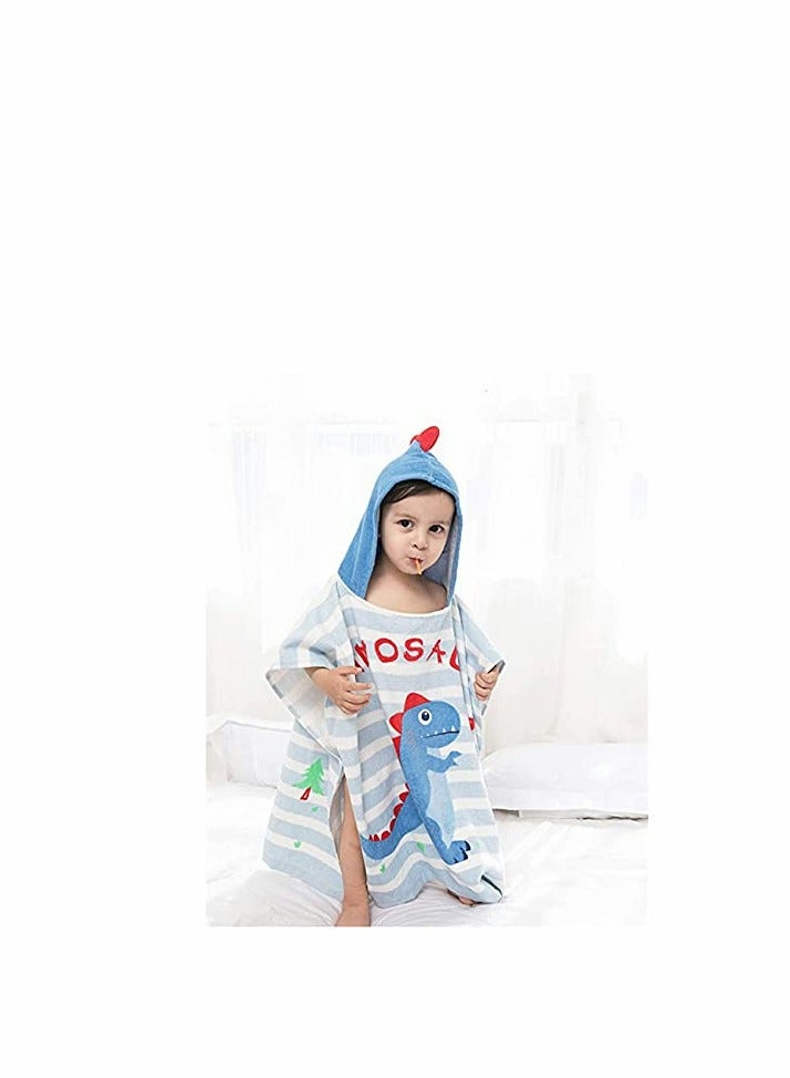 Kids Bath/Pool/Beach Hooded Poncho Towel-Cartoon Animal Pattern Cotton Beach Towel for Baby and Kids (Dinosaur) - Image 4